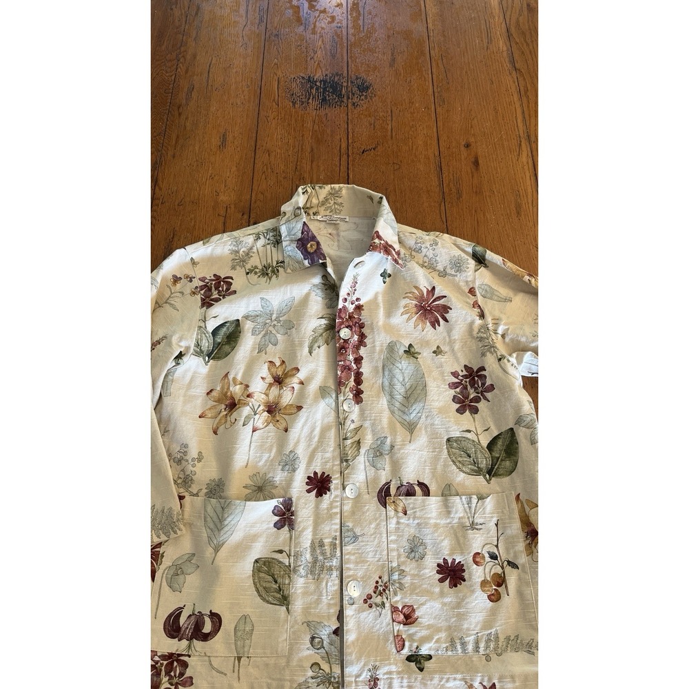 Vintage Norm Thompson Women's L Jacket Shirt Botanical Print Cotton Made in USA